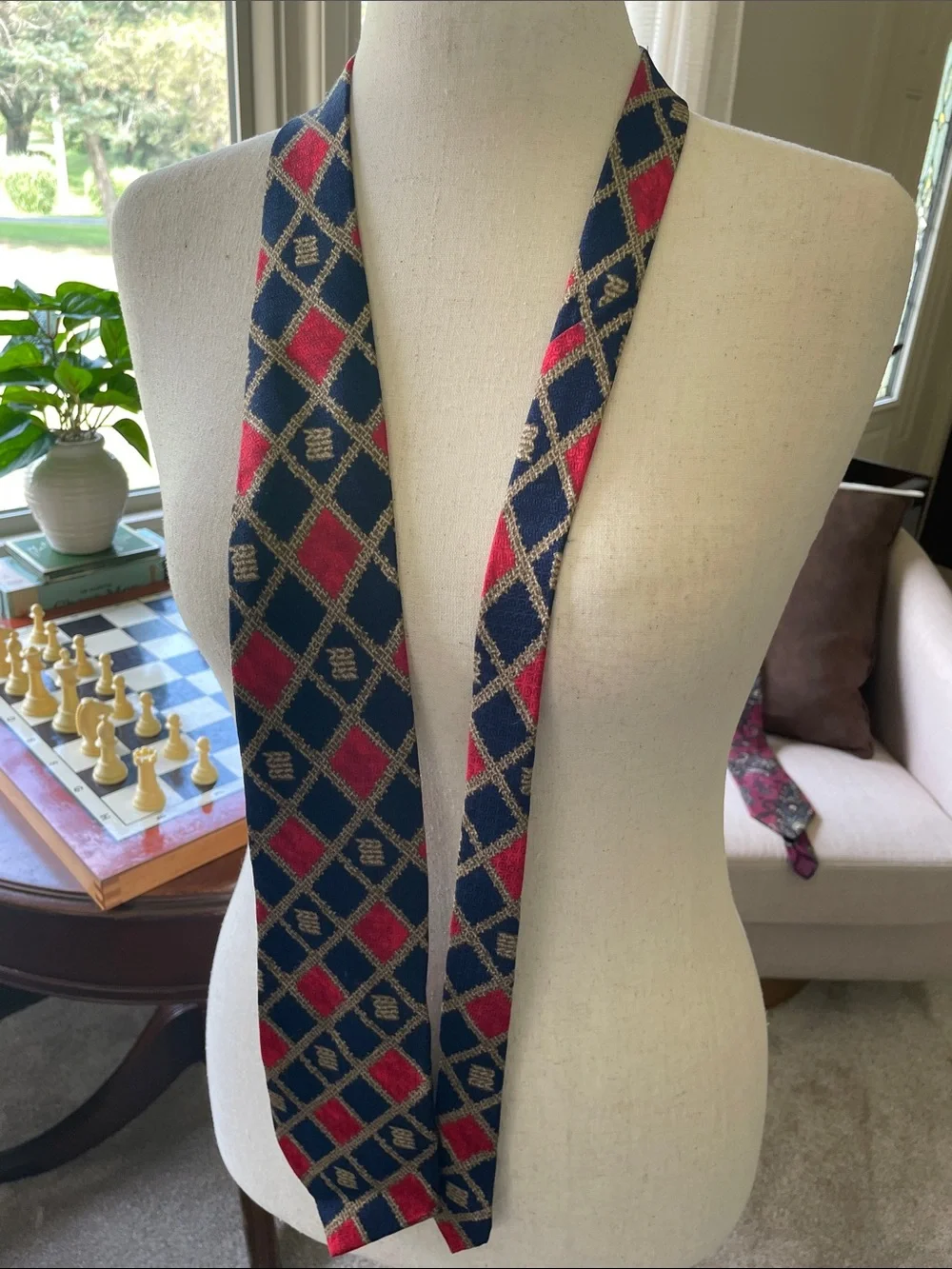 Courchevel by Damon Classic Navy and Red Diamond Woven Tie